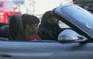 Rihanna and Chris Brown cruises around town
