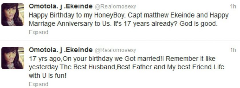 Omotola's touching tribute to husband