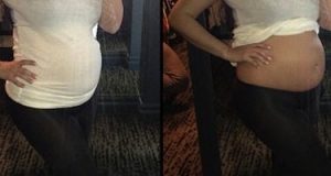Kim Kardashian Shows Off Her Bare Baby Bump