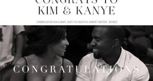 Beyonce congratulates Kim and Kanye