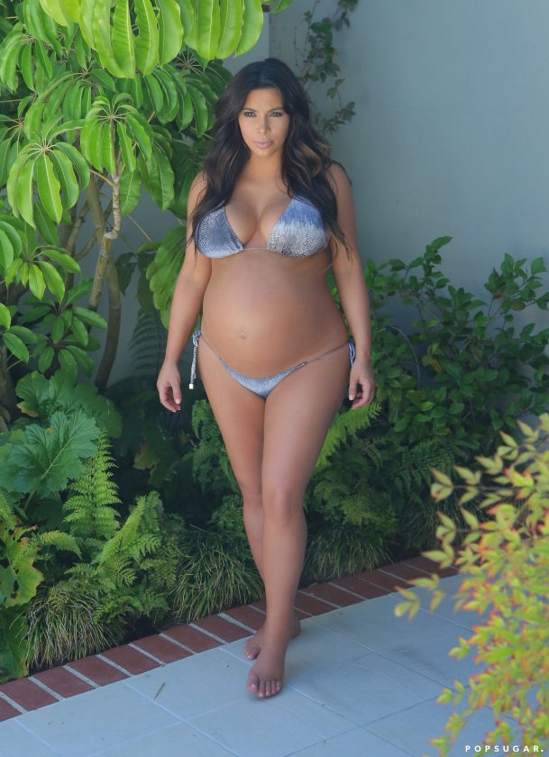 Kim Kardashian showed off her baby bump bikini