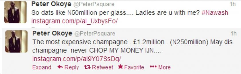 Peter Okoye reacts to the world's most expensive champagne