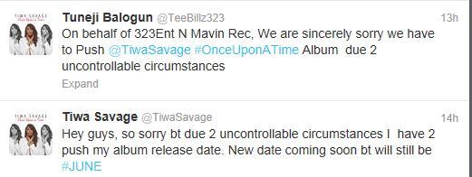 Tiwa Savage tweet