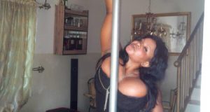 Cossy shows off her stripper pole