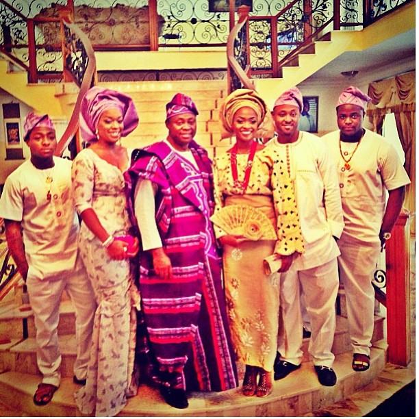 Davido and family in traditional attire