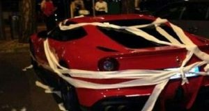 Mario Balotelli's N61million Ferrari in toilet paper