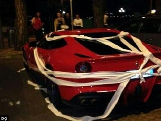 Mario Balotelli's N61million Ferrari in toilet paper