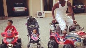 Peter Okoye spends time with his kids