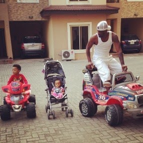 Peter Okoye spends time with his kids