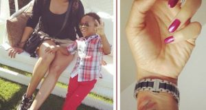Adaeze Yobo tattoos son's name on her wrist