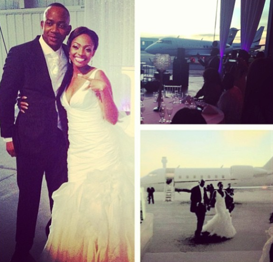 Davido's sister, Sharon arrived her wedding reception in a private jet