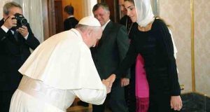 Pope Francis and Queen Rania of Jordan