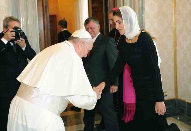 Pope Francis and Queen Rania of Jordan