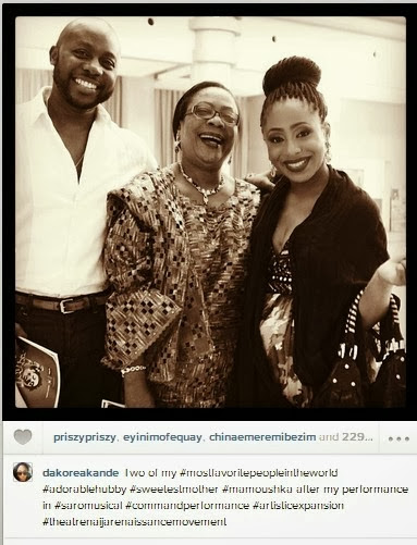 Dakore shares photo of herself, hubby and mum