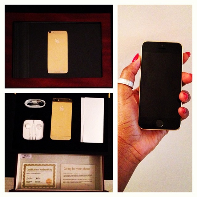 Genevieve Nnaji flaunts her gold plated iPhone5 on Instagram NaijaVibe