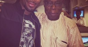 D'banj pose with Olusegun Obasanjo