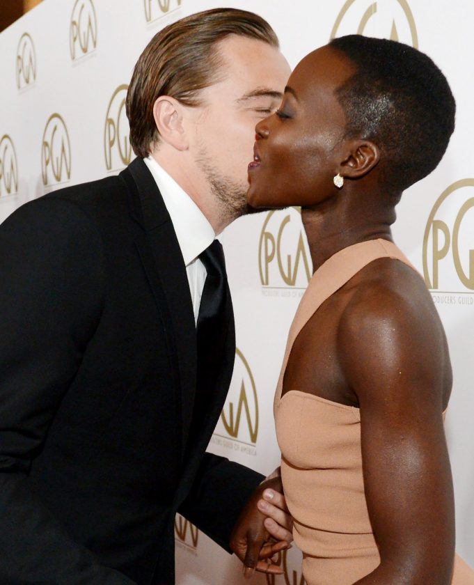 Lupita Nyong'o and Leonardo DiCaprio kiss