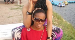 Tonto Dike and Onyinye having fun at the beach