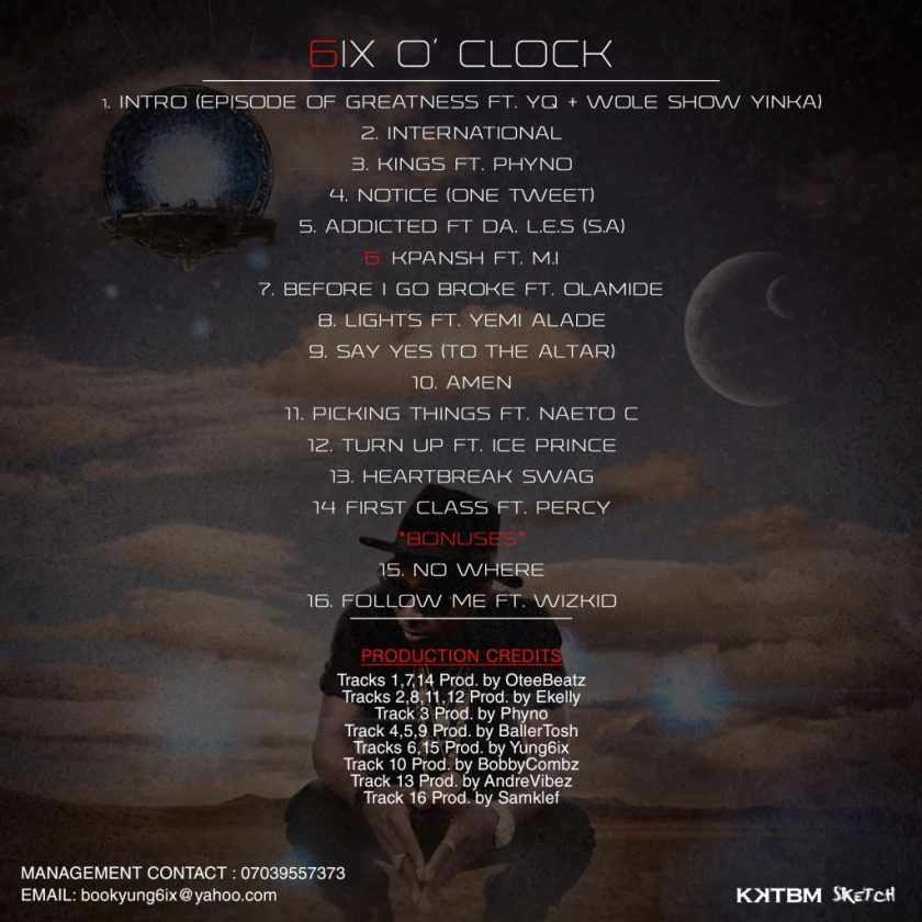 Yung6ix - 6ix O'Clock Album Art back cover
