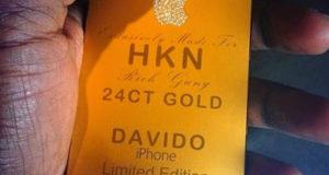 Davido flaunts his 24carat gold-plated iphone