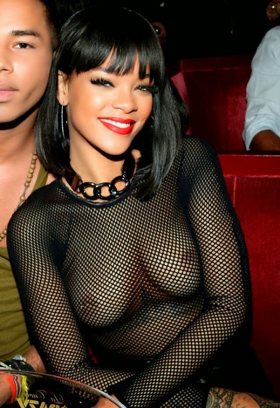 Rihanna fishnet top