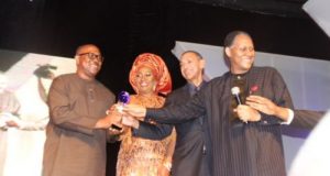 Mr Peter Obi receiving Silverbird Man of the Year Award