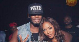 Tiwa Savage and Teebillz kissing passionately on stage