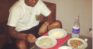 Davido spotted drinking Garri