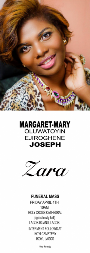 Obituary File Zara Margaret Mary Joseph
