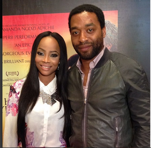 Toke Makinwa spotted with Chiwetel Ejiofor