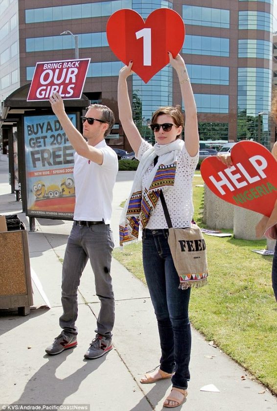 Anne Hathaway BringBackourGirls protest in LA