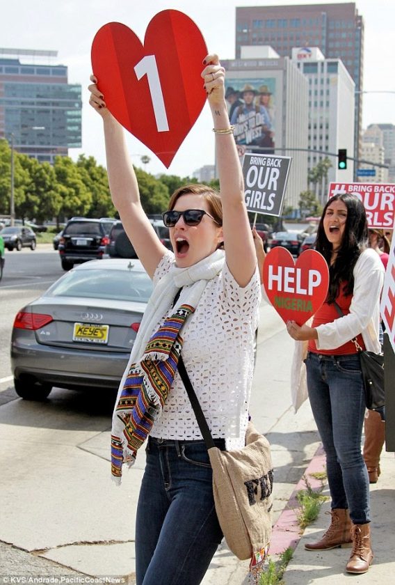 Anne Hathaway leads LA protest