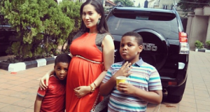 Caroline Danjuma shows off baby bump and two sons