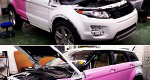 Dencia customizes her Range Rover to pink