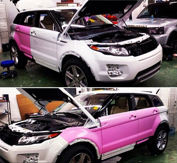 Dencia customizes her Range Rover to pink