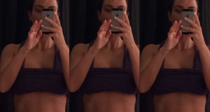 Kim Kardashian shows off her six packs