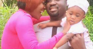 Mercy Johnson with husband and daughter