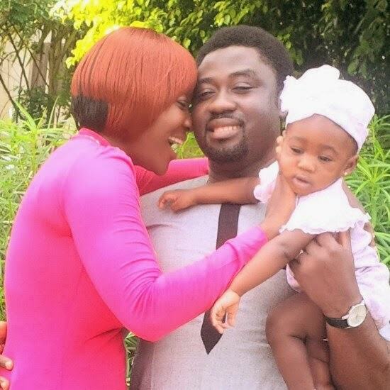 Mercy Johnson with husband and daughter