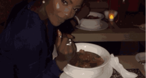Tiwa Savage spotted eating Amala