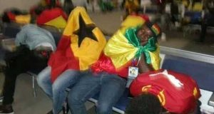 Ghana's WorldCup Ambassadors spotted sleeping at Brazil airport