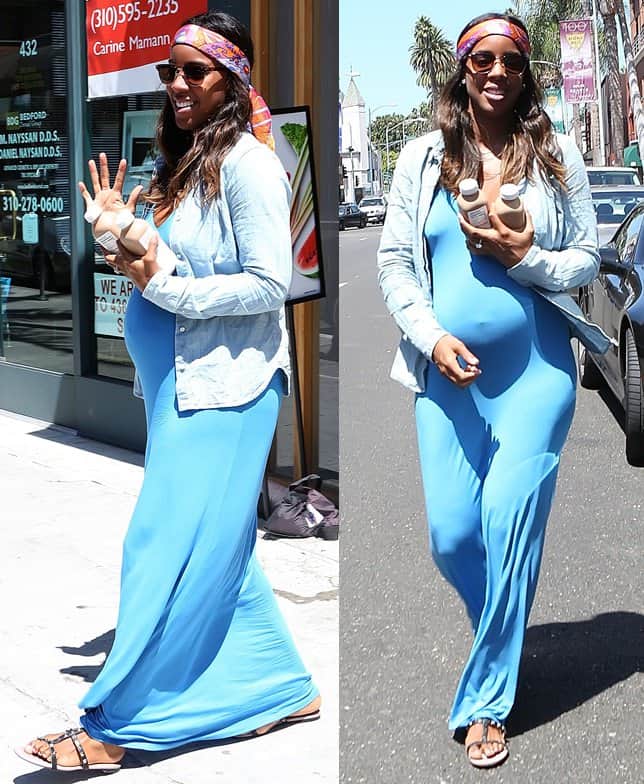 Kelly Rowland flaunts her baby bump