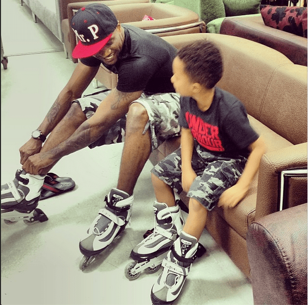 Peter Okoye goes skating with son