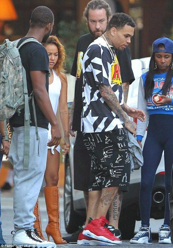 Wizzy spotted with Chris Brown and gf Karrueche