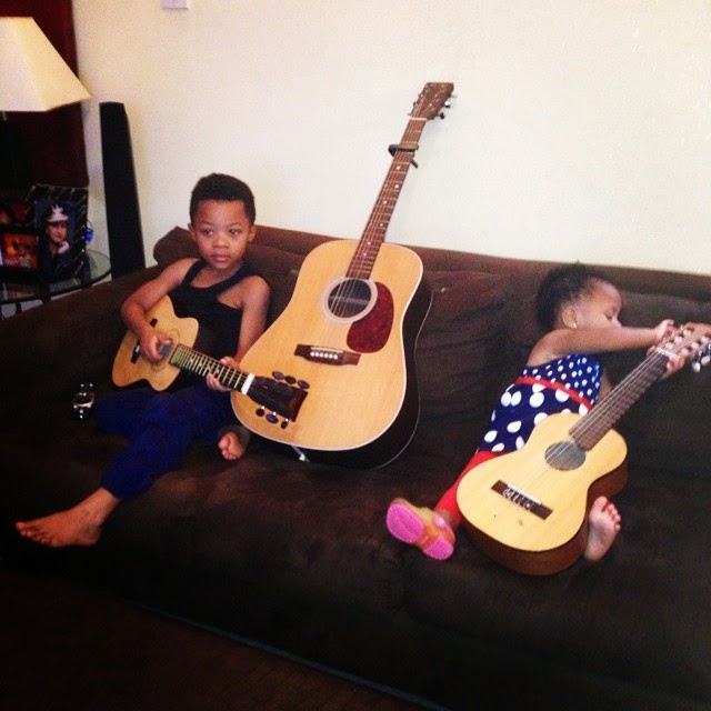 Peter Okoye gives his kids guitar lessons NaijaVibe
