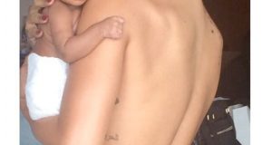 Rihanna poses topless with her baby niece
