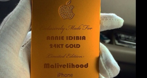 Annie Idibia gets a customized gold iphone from Malivelihood