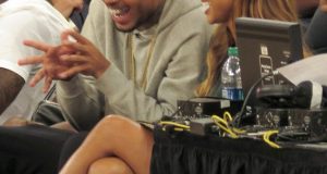 Chris Brown and Karrueche all loved up as they watch basketball game NaijaVibe