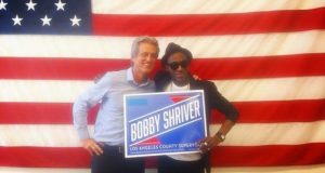 D'banj strikes a pose with Bobby Shriver in Los Angeles