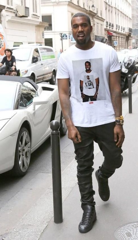 Kanye West wears a shirt of Kanye West wearing a shirt of Kanye West