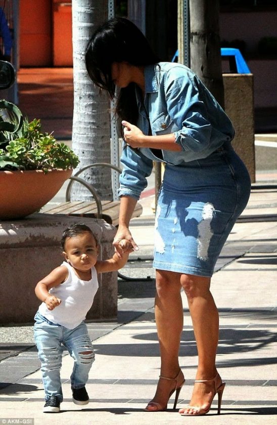 Kim Kardashian and North West step out
